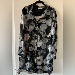 Calvin Klein semi sheer long blouse